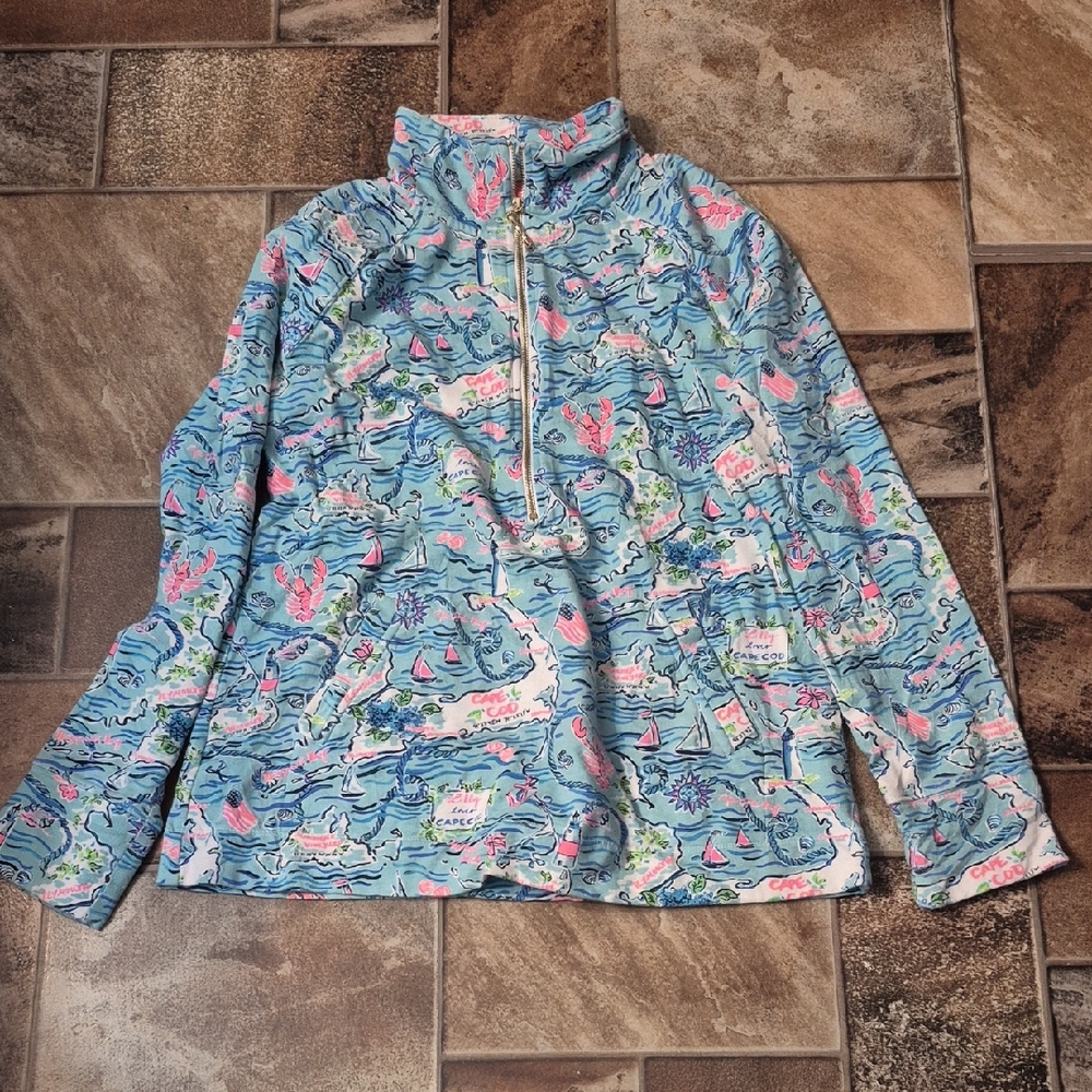 Lilly Pulitzer Vibrant Patterned Quarter-Zip Pullover